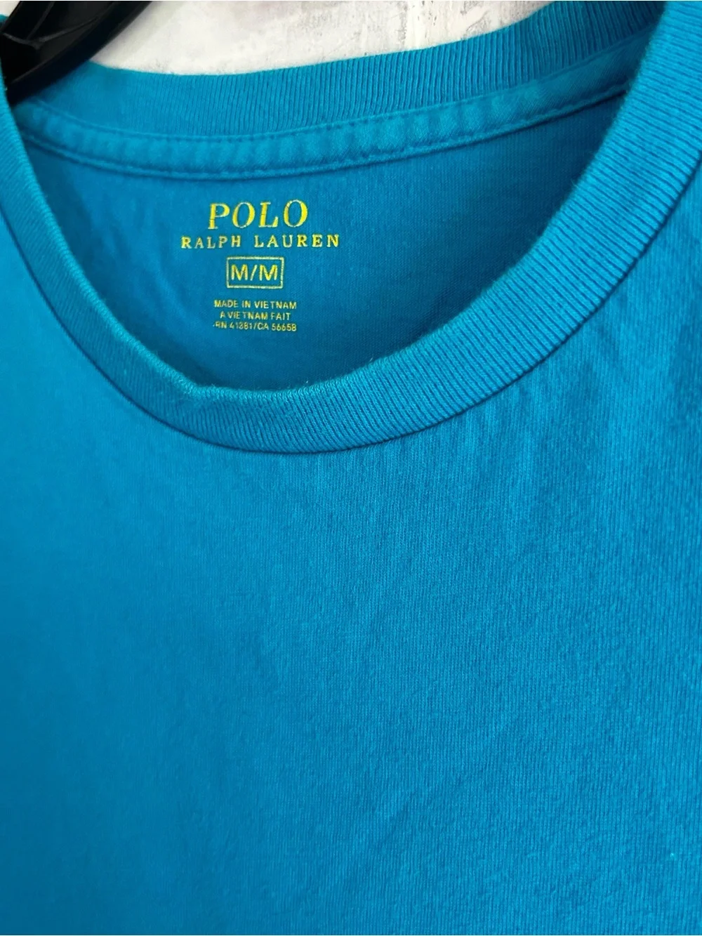 Polo Ralph Lauren Men’s Medium Classic Crew Neck T-Shirt Blue with Yellow Pony
